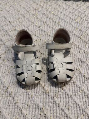 Angel Kids White Leather Closed Toe Sandals